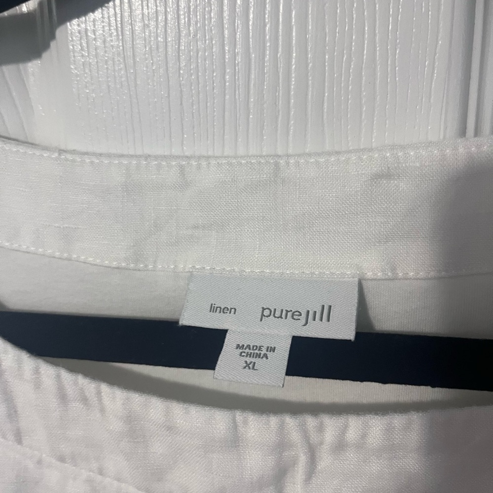 J Jill PureJill XL women’s White Sleeveless Linen Shift Dress - Picture 4 of 8